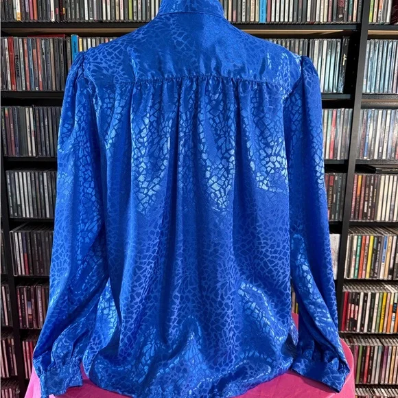 Josephine Royal Blue Blouse with Bow Accent - Picture 3 of 6